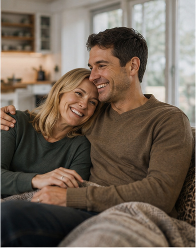 Couple relaxing together at home
